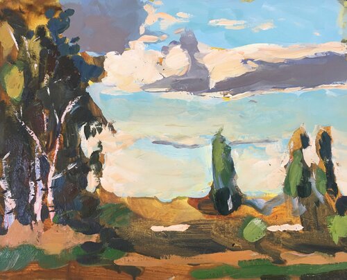 Evening in field di Valeriya Tarasenko, Pittura in vendita su Singulart
