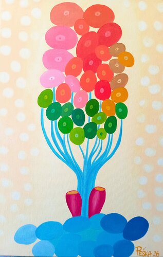 Colorful cymbals par Vlastimil Peška, Peinture en vente sur Singulart
