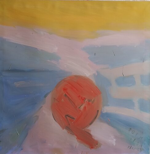 New red soccer ball van Nello Formisano, Schilderij te koop op Singulart