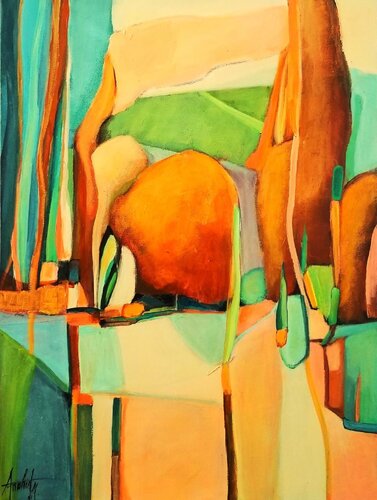 Resolving Landscape " Jury selected San Diego Museum of Contemporary Art/Artist Guild 2022" Private Collection di Anahid Minatsaghanian, Pittura in vendita su Singulart