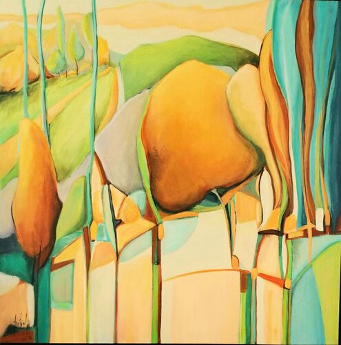 SOLD   Mindful garden van Anahid Minatsaghanian, Schilderij te koop op Singulart