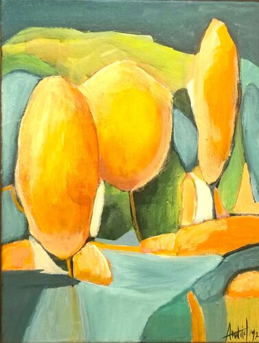 SOLD    Valley of trees van Anahid Minatsaghanian, Schilderij te koop op Singulart