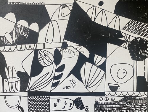 "Café sur la tarasse" von Olga ANDRE, Zeichnungen kaufen auf Singulart