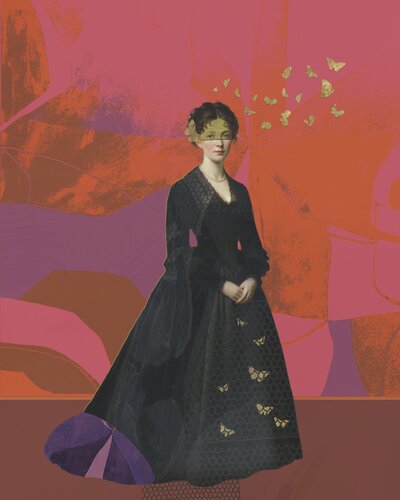 "La Dame aux Papillons" van Olga ANDRE, Digitaal te koop op Singulart