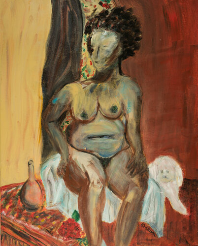 Muriel With Pup de Susan Brown, Pintura a la venta en Singulart