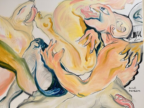 Les doux lécheurs di Daniel PAUGAM, Pittura in vendita su Singulart