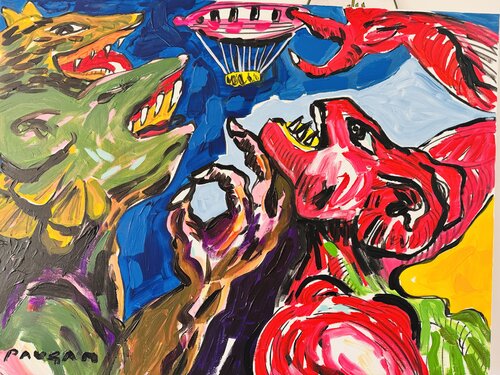 L’arrivée de la soucoupe van Daniel PAUGAM, Schilderij te koop op Singulart