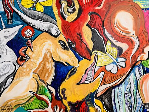 Le câlin à trois di Daniel PAUGAM, Pittura in vendita su Singulart