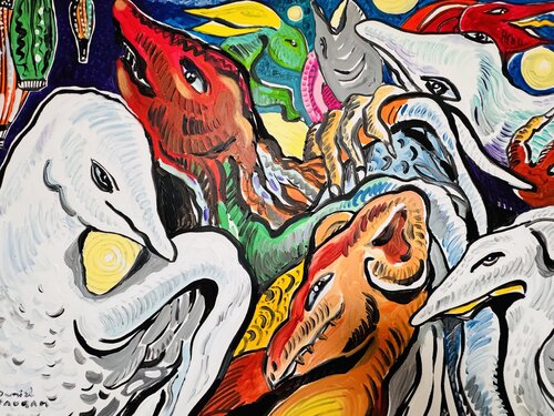 Le câlin avant l’envol by Daniel PAUGAM, Painting for Sale on Singulart