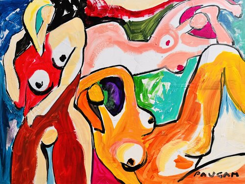 3 nus se reposant van Daniel PAUGAM, Schilderij te koop op Singulart