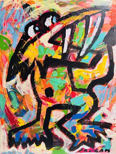 Bête regardant sa queue von Daniel PAUGAM, Malerei kaufen auf Singulart