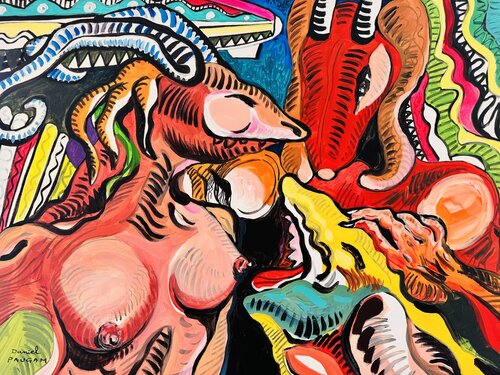 Les 3 amis heureux di Daniel PAUGAM, Pittura in vendita su Singulart