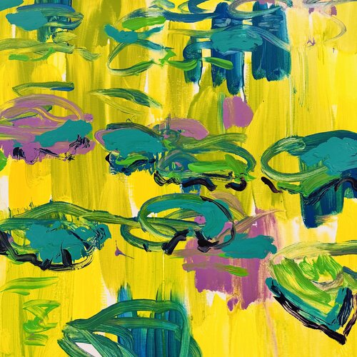 Water Lilies on Yellow Water No 1 by Daniel PAUGAM, 油畫 for Sale on Singulart