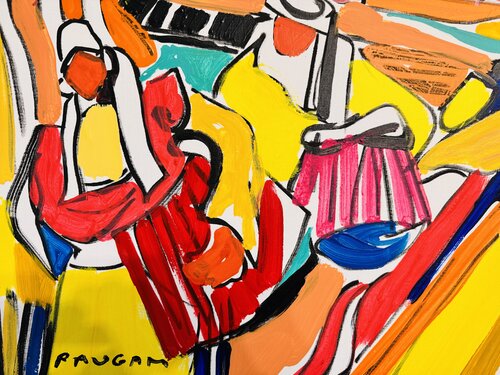 Les  casiers rouges et roses par Daniel PAUGAM, Peinture en vente sur Singulart