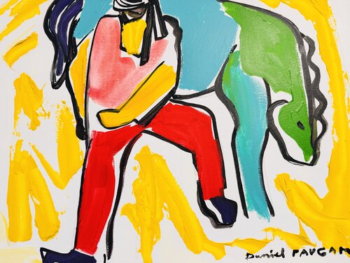 Breton avec son poulain par Daniel PAUGAM, Peinture en vente sur Singulart