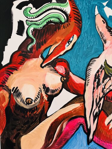 La déesse et l’oiseau van Daniel PAUGAM, Schilderij te koop op Singulart