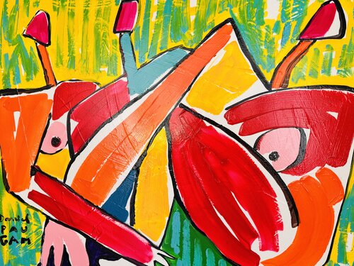 2 nus aimant un troisième par Daniel PAUGAM, Peinture en vente sur Singulart