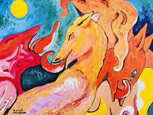 Les 4 tireurs de langue par Daniel PAUGAM, Peinture en vente sur Singulart