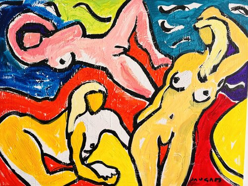 3 nus à la plage di Daniel PAUGAM, Pittura in vendita su Singulart