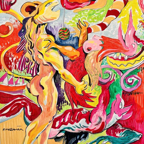 Le magicien à la carte pendante di Daniel PAUGAM, Pittura in vendita su Singulart
