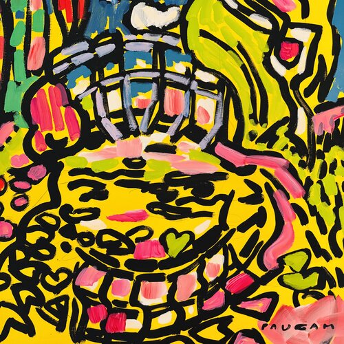 Pont regardant les nénuphars 2/3 van Daniel PAUGAM, Schilderij te koop op Singulart