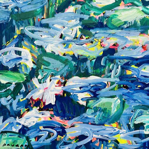 Les nénuphars dansant 1/3 van Daniel PAUGAM, Schilderij te koop op Singulart