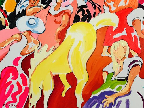 Cheval jaune broutant di Daniel PAUGAM, Pittura in vendita su Singulart