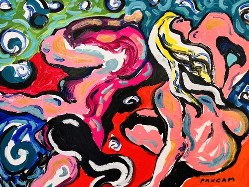 2 nus jouant dans l’écume von Daniel PAUGAM, Malerei kaufen auf Singulart