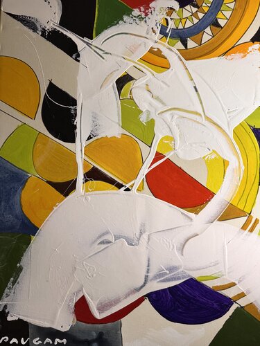2 personnes dans un canapé par Daniel PAUGAM, Peinture en vente sur Singulart