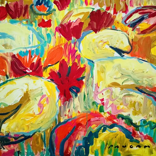 Yellow water lilies 3 par Daniel PAUGAM, Peinture en vente sur Singulart