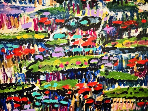 Wet water lilies by Daniel PAUGAM, Painting for Sale on Singulart