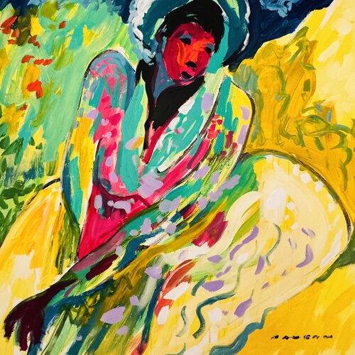 Le  chapeau vert par Daniel PAUGAM, Peinture en vente sur Singulart