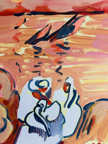 3 bateaux 3 femmes par Daniel PAUGAM, Peinture en vente sur Singulart