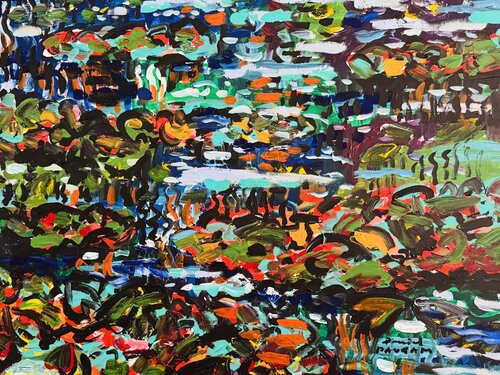 Les nénuphars du soir par Daniel PAUGAM, Peinture en vente sur Singulart