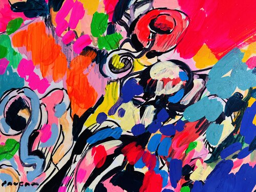 Rose dans la prairie von Daniel PAUGAM, Malerei kaufen auf Singulart