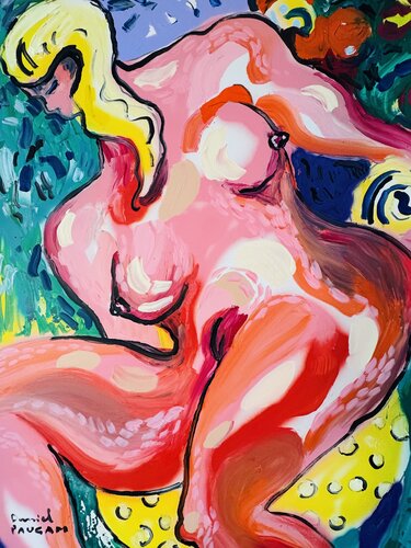 Nu au fauteuil à pois par Daniel PAUGAM, Peinture en vente sur Singulart