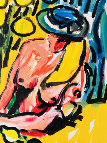 Nu aux fleurs jaunes par Daniel PAUGAM, Peinture en vente sur Singulart