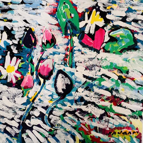 Nénuphars sous la neige von Daniel PAUGAM, Malerei kaufen auf Singulart