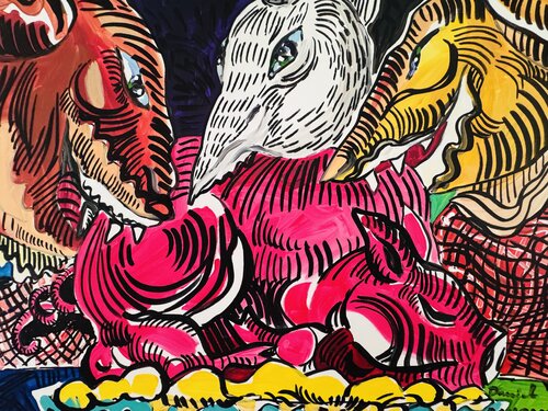 Un cochon à trois de Daniel PAUGAM, Pintura a la venta en Singulart