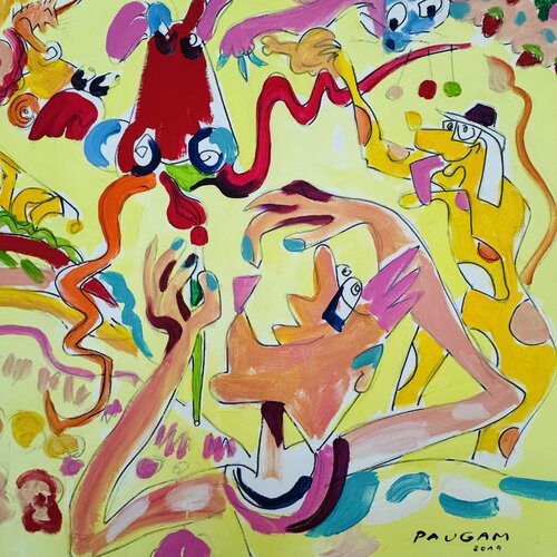 La vache à l’envers di Daniel PAUGAM, Pittura in vendita su Singulart