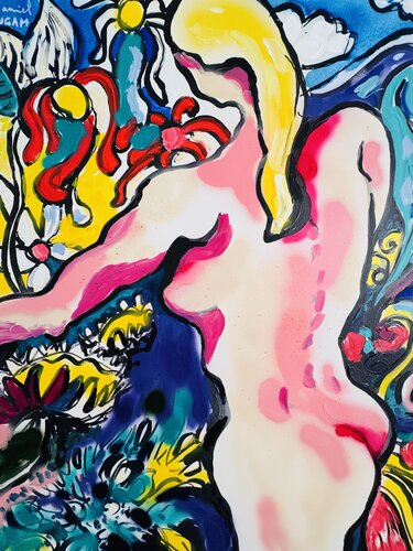 Nu cueillant ses fleurs di Daniel PAUGAM, Pittura in vendita su Singulart