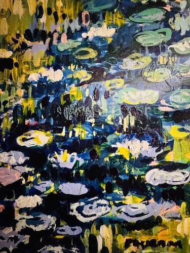Les nénuphars bleus by Daniel PAUGAM, Painting for Sale on Singulart