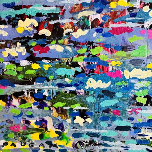 Blue and green water 1 van Daniel PAUGAM, Schilderij te koop op Singulart