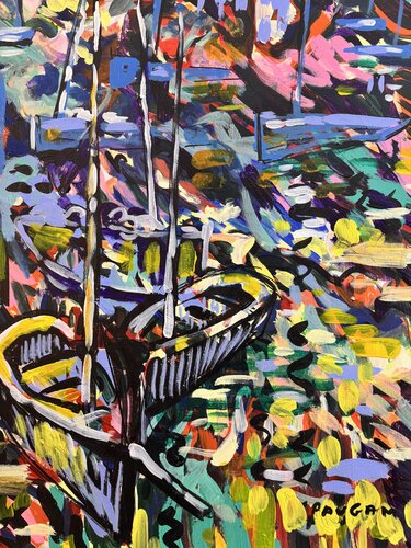 Port bleu et jaune par Daniel PAUGAM, Peinture en vente sur Singulart