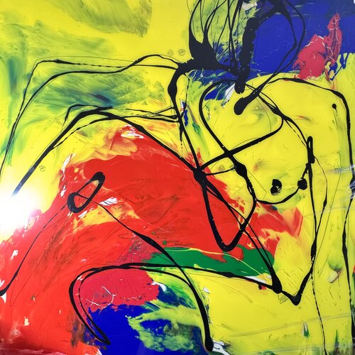 Nu jaune et rouge par Daniel PAUGAM, Peinture en vente sur Singulart