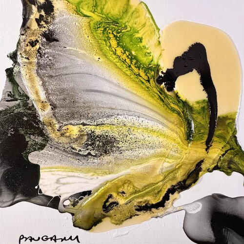 Le papillon vert par Daniel PAUGAM, Peinture en vente sur Singulart