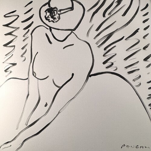 Femme au chapeau pointu di Daniel PAUGAM, Pittura in vendita su Singulart