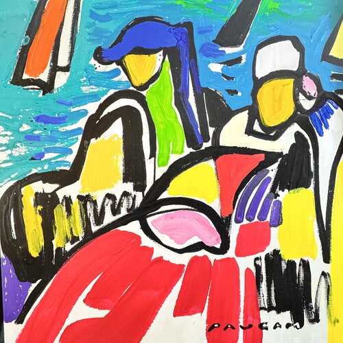 Couple rêvant de voyage by Daniel PAUGAM, Painting for Sale on Singulart
