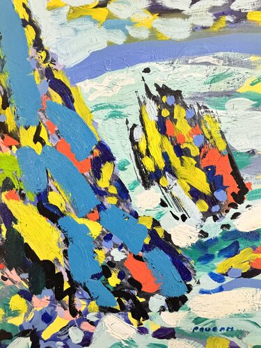 Le rocher en bas de la falaise par Daniel PAUGAM, Peinture en vente sur Singulart