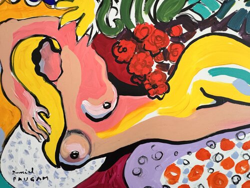 Nu rose exotique par Daniel PAUGAM, Peinture en vente sur Singulart
